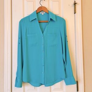 Express gorgeous blue long sleeve portofino shirt. Size XS